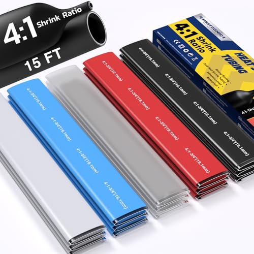 haisstronica 15Ft 4:1 Heat Shrink Tubing Kit 3/4" 5 Colors - size: 3/4"