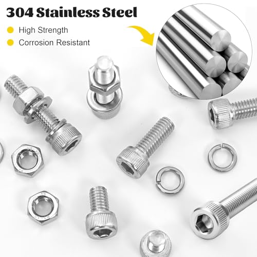 270PCS M5 Socket Screws Assortment Kit, M5x6/8/10/12/16/20/25/30 mm - size: SS M5 270pcs