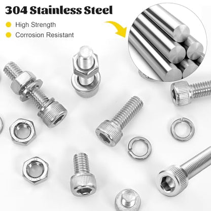 270PCS M5 Socket Screws Assortment Kit, M5x6/8/10/12/16/20/25/30 mm - size: SS M5 270pcs