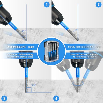 Diamond Drill Bits Set, 5pcs Tile Drill Bits for Ceramic Glass Porcelain Marble Granite, with Versatile Drilling and Milling - size: Set1-(1/4" to 1/2")
