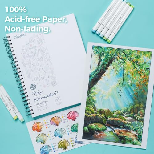 Ohuhu 9"x12" Double-Sided Bleedproof Marker Pad Art Sketchbook 50 Sheets - size: 9" x 12"