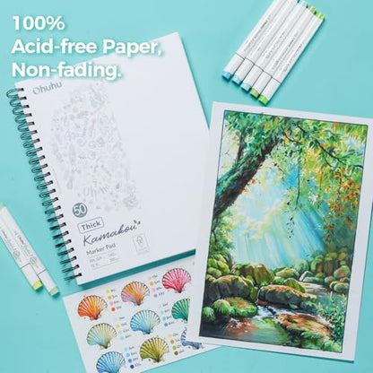 Ohuhu 9"x12" Double-Sided Bleedproof Marker Pad Art Sketchbook 50 Sheets - size: 9" x 12"