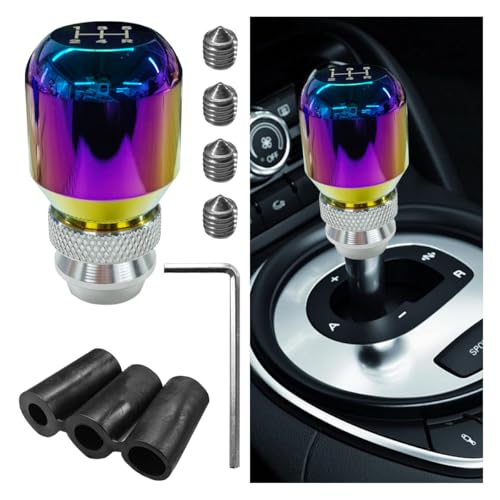 Universal Aluminum Alloy 5 Speed Manual Gear Shift Knob – Automotive Adjustable Stick Shift Handle with 3 Threaded Adapters, Car Gearbox Shift Knob for Most Vehicles (Colorful) - color: Colorful