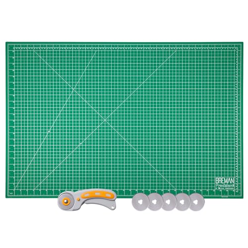WA Portman Extra Large Cutting Mat for Sewing with Rotary Cutter for Fabric Set – (24x36) Self-Healing Cutting Mat with 45mm Fabric Cutter Wheel & 5 Rotary Blades – Sewing Accessories & Tools - size: 24x36