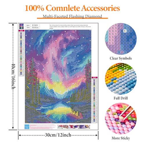 Diamond Art Kits for Adults, Aurora DIY 5D Diamond Painting for Beginners - color: BLKJDP12