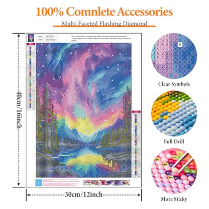 Diamond Art Kits for Adults, Aurora DIY 5D Diamond Painting for Beginners - color: BLKJDP12