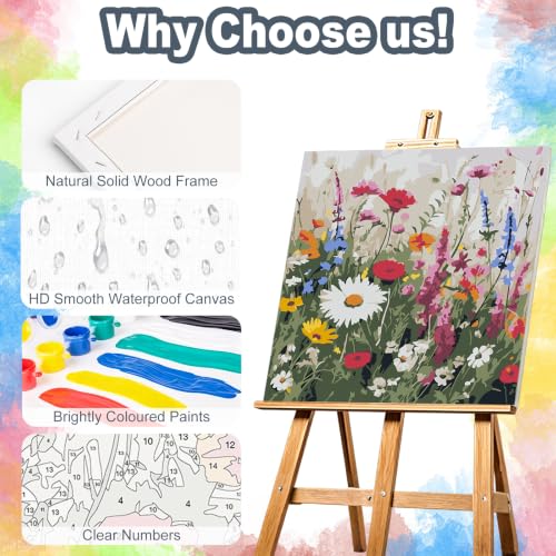 Kalonyth Flowers Framed Paint by Numbers Kit for Adults Beginner 10x10 inch - color: Frame-OP-US15