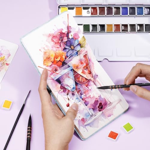 Lightwish Square Watercolor Journal,100% Cotton 24 Sheets Hot Press - color: Grey