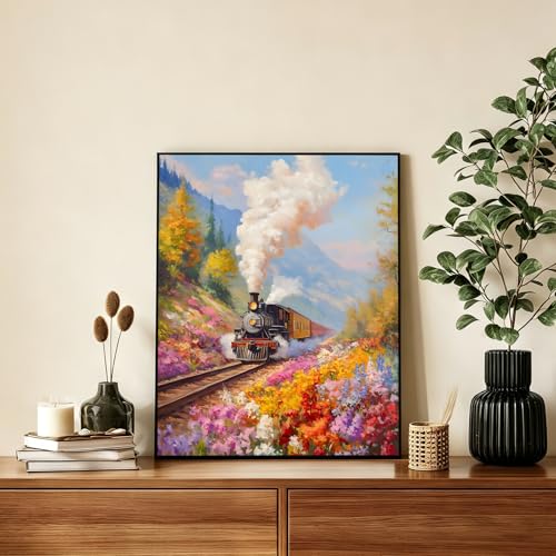 AUKELHJ Paint by Numbers Kit for Adults Beginner, Train, 16X20 Inch - color: 14-Train