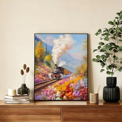 AUKELHJ Paint by Numbers Kit for Adults Beginner, Train, 16X20 Inch - color: 14-Train