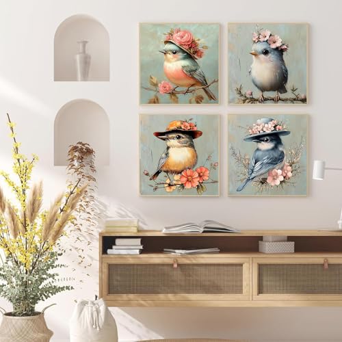 DAZZLEDOTS 4 Pack Bird Diamond Art Kits for Adults, Bird Diamond Painting - color: DT105