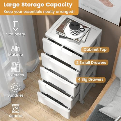 LOKO 6-Drawer Plastic Rolling Storage Cart (16"x13"x38") - size: 16”x13”x38” (6 Drawers)
