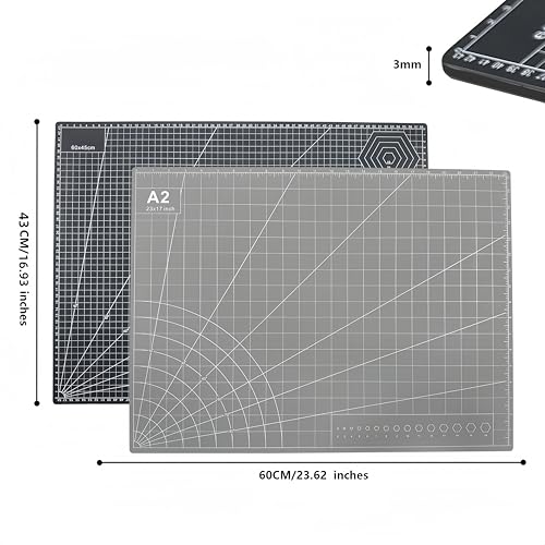 23" x 17" Self Healing PVC Cutting Mat, A2-Black or Gray - color: A2-Black or Gray