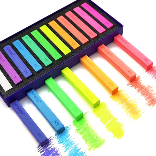 Artecho 12pcs Neon Soft Pastels, Square Chalk - style: 12 neon colors long