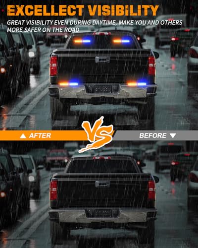 XRIDONSEN 2x 10.7 inch Strobe Light Bar 24 LED Amber Blue Emergency Lights - color: Amber/Blue