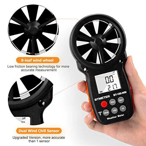 BTMETER BT-100WM Handheld Anemometer, Wind Speed Meter, Digital Barometer - color: BT-100WM Anemometer
