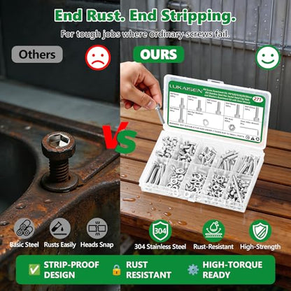 271 Pcs M4 Hex Socket Cap Screws Nuts Washers Wrench Kit, 304 SS - size: SS M4 271pcs 3