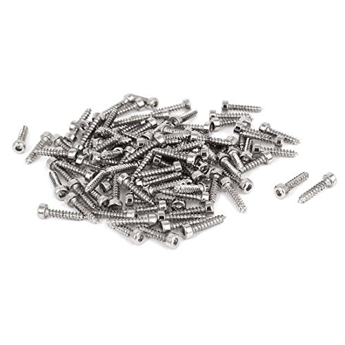 uxcell M2 Hex Socket Head Cap Self-Tapping Screw, 100Pcs M2x10mm 304 Stainless Steel, Hexagon Socket Head Tapping Screws, Hex Drive, Self Tapping Point - Silver - size: M2x10mm