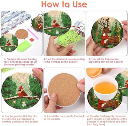 ijbnhd Christmas Diamond Art Coasters Kit, 8 PCS, 4X4inch - color: Christmas-5