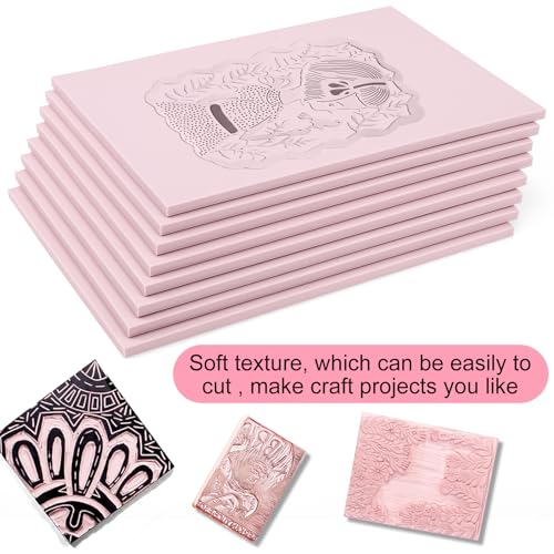 8 Pack Pale Pink Linoleum Blocks for Printmaking, 8 x 6 Inch - size: 8"x6"