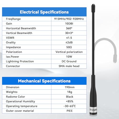 1Pcs 915MHz LoRa Antenna 10dBi Gain for Meshtastic Long Range - color: 1pcs-19cm