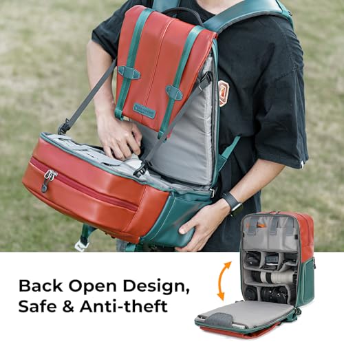 K&F CONCEPT Camera Backpack, 20L Camera Bags for Photographers - color: 06-orange Green