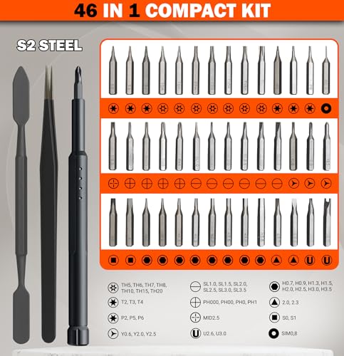 AV Steel Precision Screwdriver Set 46-in-1, Mini Screwdriver Set with Portable Storage Case, Magnetic Repair Tool Kit for Electronics, PC, Phone, DIY Projects, Home Repairs