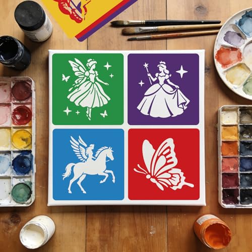 CUTHOLLOW 25 PCS Fairies and Castles Painting Shape Stencils Sets - style: Fairies and Castles