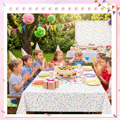 Mindsoft 3 Pcs White Mini Rainbow Polka Dot Plastic Tablecloth Party - color: White, style: Mini Rainbow Polka Dot