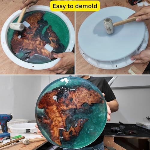 Resin Mold Large No Seal Round Deep -Kalinta 16inch Reusable Epoxy Round Molds for Resin Clock, Serving Tray Board, End Table，Floral Preservation Bouquet - size: 16" (No Seal)