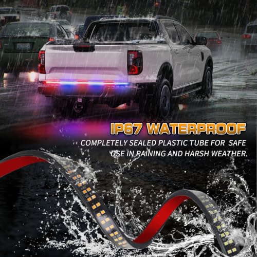 XRIDONSEN 48 inch Tailgate Strobe Light Strip 288 LED Rear Window Light Bar - color: Red/Blue