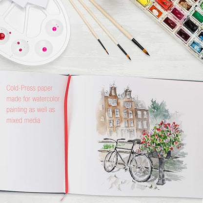 U.S. Art Supply 9" x 12" Watercolor Book (2 Pack, 76 Sheets Each) - size: 9-x-12-inch