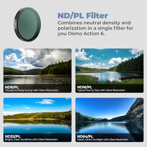 Freewell ND8/PL, ND16/PL, ND32/PL, ND64/PL Filter Set for Osmo Action 6 - style: Bright Day ND/PL Kit