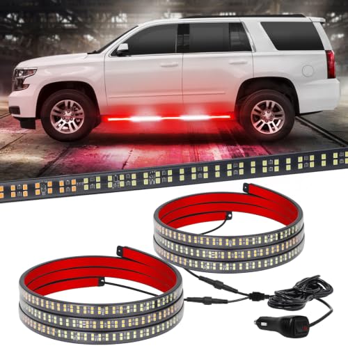 XRIDONSEN 2X 60 inch Running Board Emergency Lights 720 LED Strobe Lights - color: Red/White