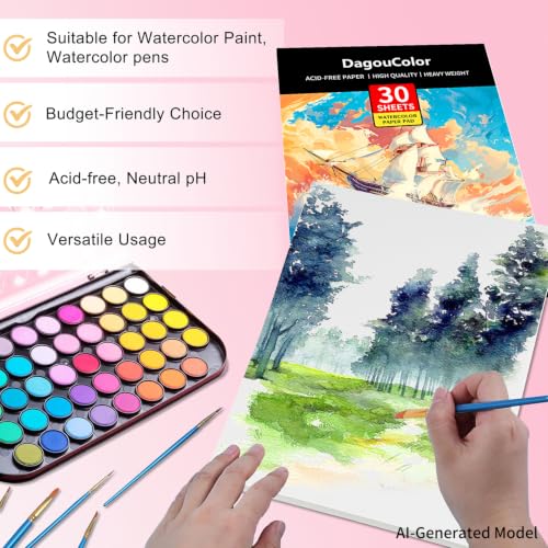 DagouColor Watercolor Paper Pad, 30 Sheets - Boat Yellow, A4, 2 Pack - color: Boat Yellow