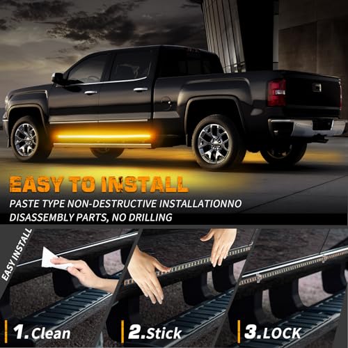 XRIDONSEN 2PCS 60 inch Running Board Strobe Lights Amber Emergency Lights - color: Amber