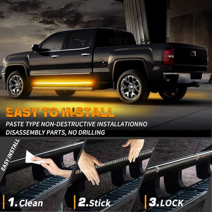 XRIDONSEN 2PCS 60 inch Running Board Strobe Lights Amber Warning Lights - color: Amber