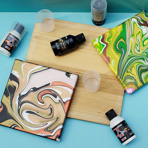 OPHIR 3 Black & 3 White Premixed Acrylic Pour Paint Set, 3.8-Ounce/Bottle - color: 3 Black & 3 White Set
