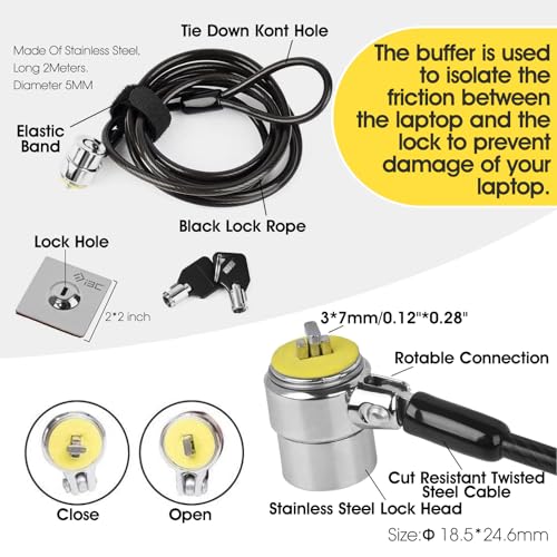 Laptop Cable Lock Hardware Security Cable Lock Anti Theft Combination Lock with Anchor Plate, Laptop-Computer-Security-Locks (5Pack) - size: 5 Packs