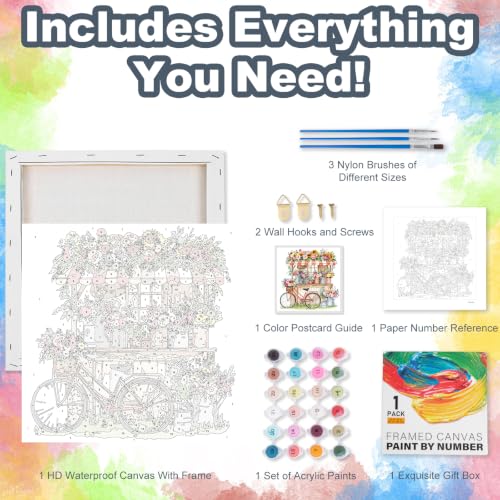 Flower Shop Framed Paint by Numbers Kit for Adults Beginner 10x10 inch - color: Frame-OP-US17