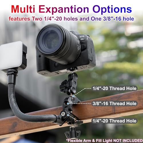 JJC DSLR Super Clamp Camera Mount,Dual Ball Head,w. 1/4"-20 3/8"-16 Thread - color: Black -Universal