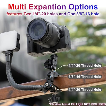 JJC DSLR Super Clamp Camera Mount,Dual Ball Head,w. 1/4"-20 3/8"-16 Thread - color: Black -Universal