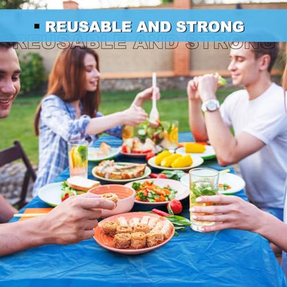 Boao 12 Plastic Elastic Fitted Tablecloths, 8 Ft, 96 x 30 Inch, Blue - color: Blue, size: 8 Ft, 96 x 30 Inch