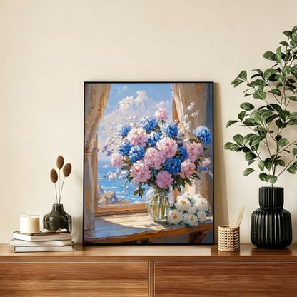AUKELHJ Paint by Numbers Kit for Adults Beginner, Vase Flowers, 16X20 Inch - color: 17-Flowers