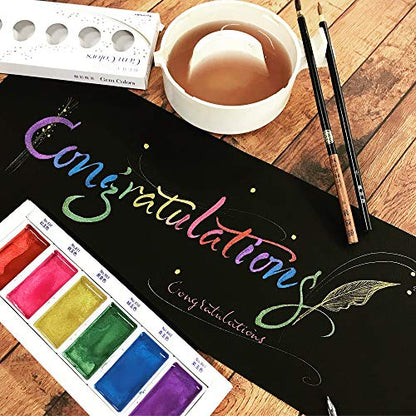 Kuretake Gansai Tambi STARRY, PEARL, GEM COLORS, 3 pack set, Made in Japan - style: 3 pack set