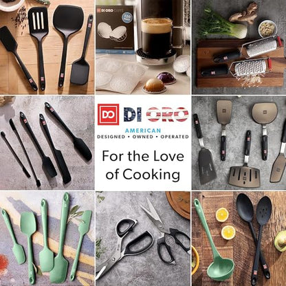 DI ORO Silicone Jar Spatula Set - 600F Heat Resistant, 5-Pc Sage - color: Sage
