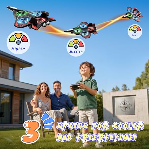 Foam Remote Control Airplanes, RC Planes with Light, RCAirplane Fighter Jet for Kids Adults 8-16, 360° Flip, Stunt Roll,Drones for Kids 8-12, Airplane Toy Gifts for Kids Boys(Red) - color: Red