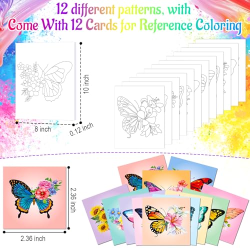 AmazingSpark 12 Set Sip and Paint Kit for Adults Pre Drawn Canvas,Butterfly - style: Butterfly
