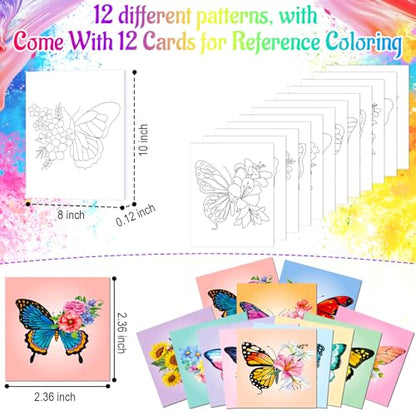 AmazingSpark 12 Set Sip and Paint Kit for Adults Pre Drawn Canvas,Butterfly - style: Butterfly