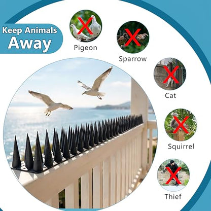 Bird Spikes,Black,6 Pack Bird deterrents for Outside,Keep Raccoon Squirrel Pigeon Away,Fence Spike for Garden Patio - color: BLACK